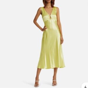 RAILS Cindy Slim Satin Silk Butter Yellow Green Lime Midi Maxi Dress